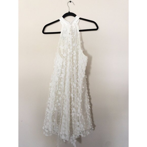 Anthropologie Eva Franco Floral Appliqué Swing Halter Neck White Sleeveless Mini - Picture 16 of 16